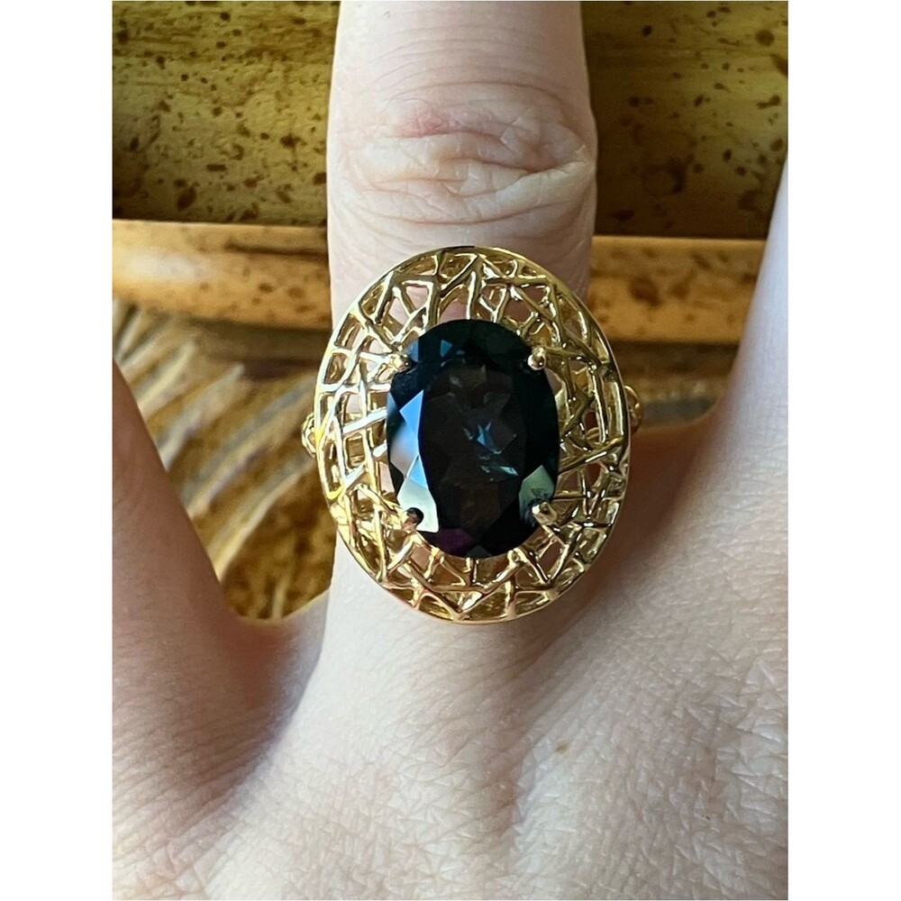 Natural London Blue Topaz Sterling Silver Cocktail Ring Size 8